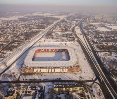 Zimowa odsłona stadionu - Mosty Łódź S.A.