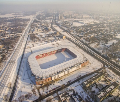 Zimowa odsłona stadionu - Mosty Łódź S.A.