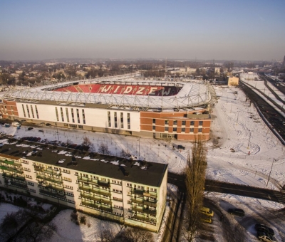 Zimowa odsłona stadionu - Mosty Łódź S.A.