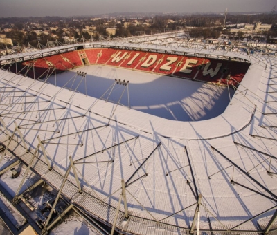 Zimowa odsłona stadionu - Mosty Łódź S.A.