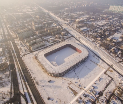 Zimowa odsłona stadionu - Mosty Łódź S.A.