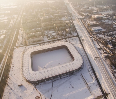 Zimowa odsłona stadionu - Mosty Łódź S.A.