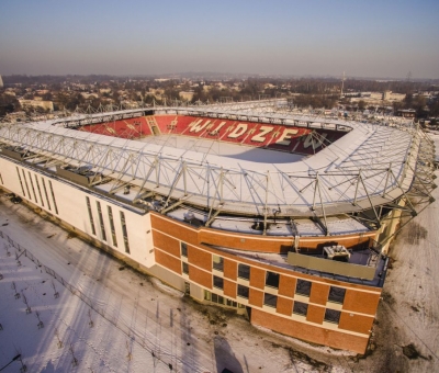 Zimowa odsłona stadionu - Mosty Łódź S.A.