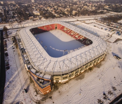 Zimowa odsłona stadionu - Mosty Łódź S.A.