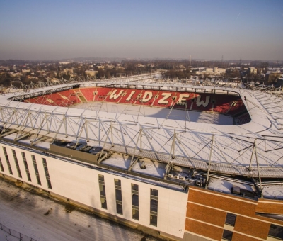 Zimowa odsłona stadionu - Mosty Łódź S.A.