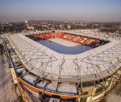 Zimowa odsłona stadionu - Mosty Łódź S.A.