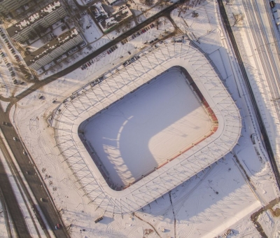 Zimowa odsłona stadionu - Mosty Łódź S.A.