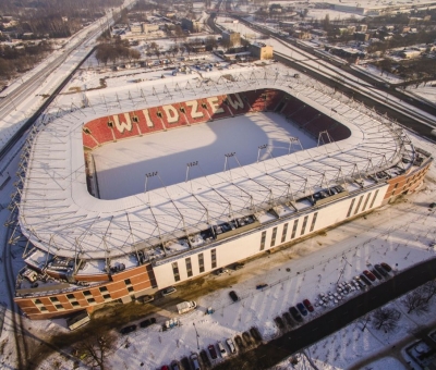 Zimowa odsłona stadionu - Mosty Łódź S.A.