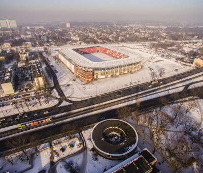 Zimowa odsłona stadionu - Mosty Łódź S.A.