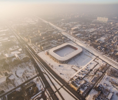 Zimowa odsłona stadionu - Mosty Łódź S.A.