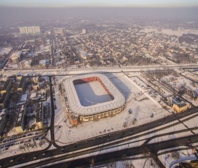 Zimowa odsłona stadionu - Mosty Łódź S.A.