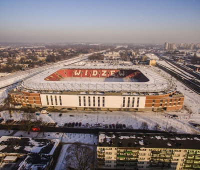 Zimowa odsłona stadionu - Mosty Łódź S.A.