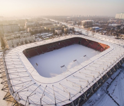 Zimowa odsłona stadionu - Mosty Łódź S.A.